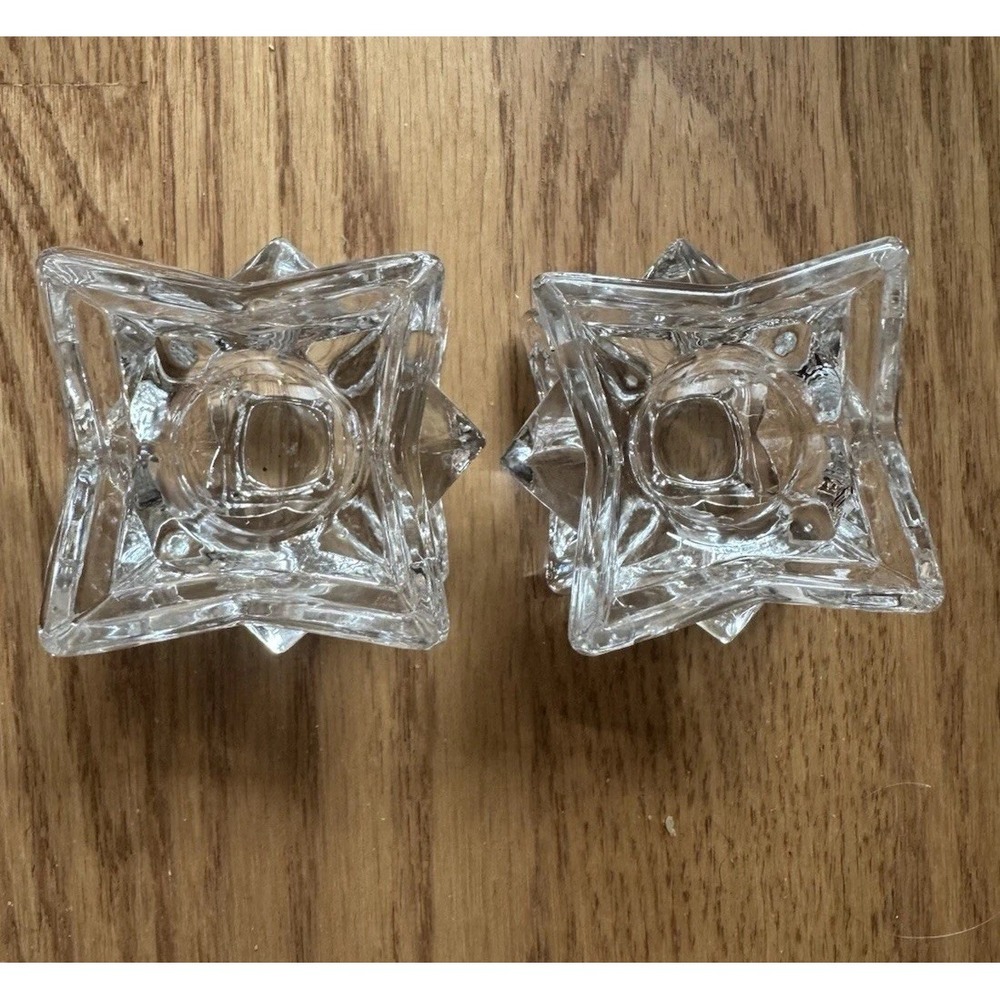 Michael C Fina Fifth Avenue 24% Lead Crystal Taper Candlestick Holders Set of 2